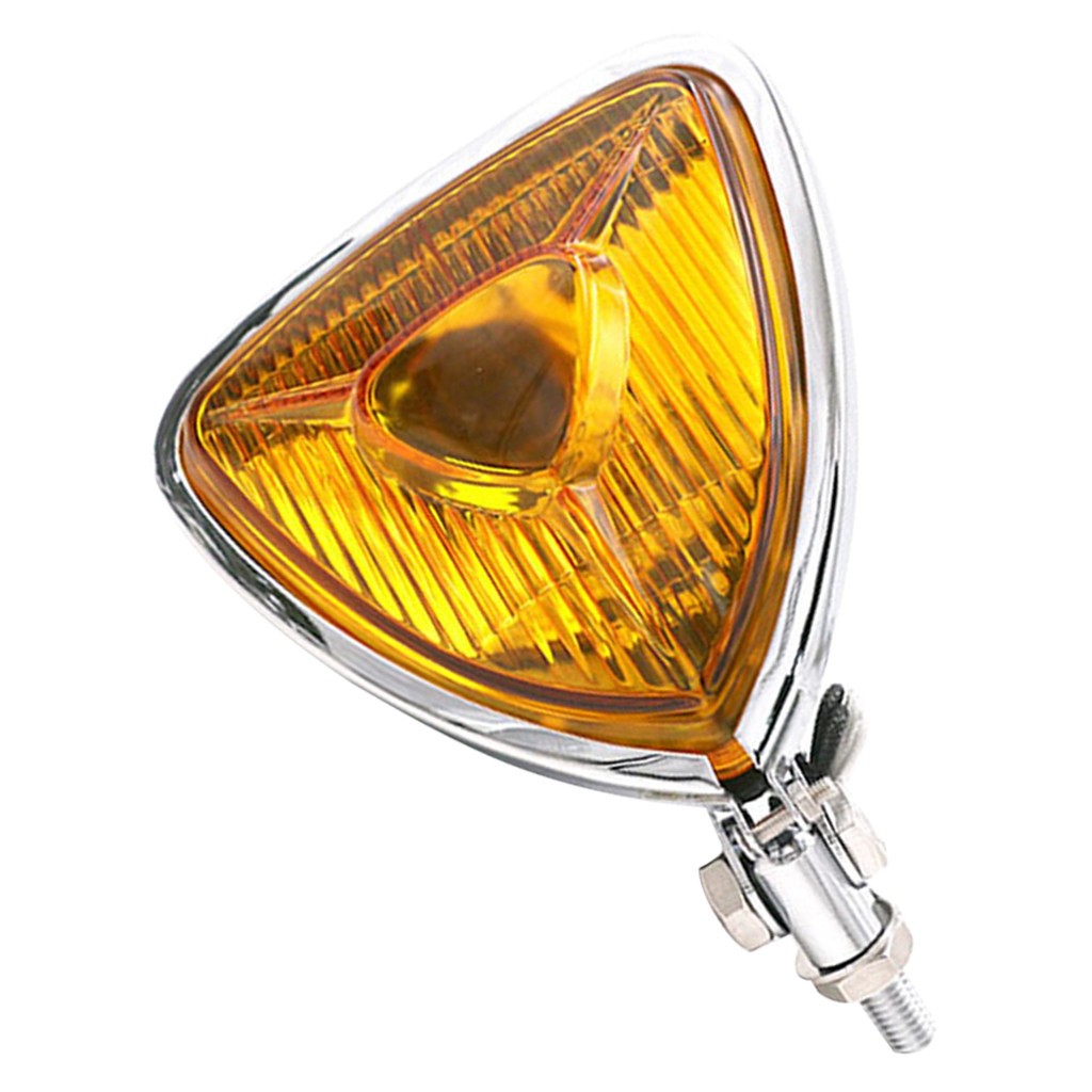 Triangle Headlight Lamp Custom for Harley Motorcycle Chopper Bobber Yellow Glass