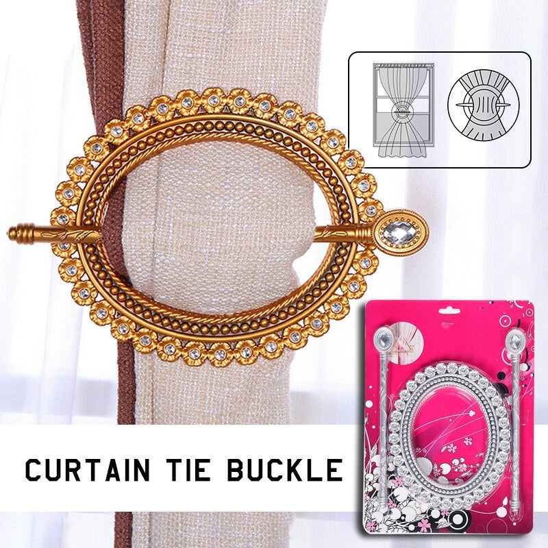 2x Curtain Tie Buckle Ring Clips Tie-Backs Buckle Holder Drapery Curtain Brooch