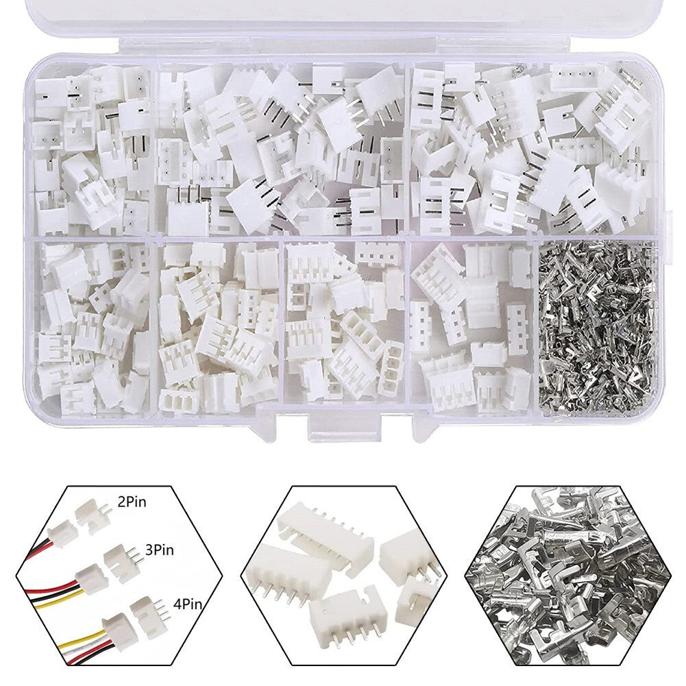 450PCS JST PH 2,0 mm 2/3/4 Pin PCB Board Connectors Plug Male Female Kit Set