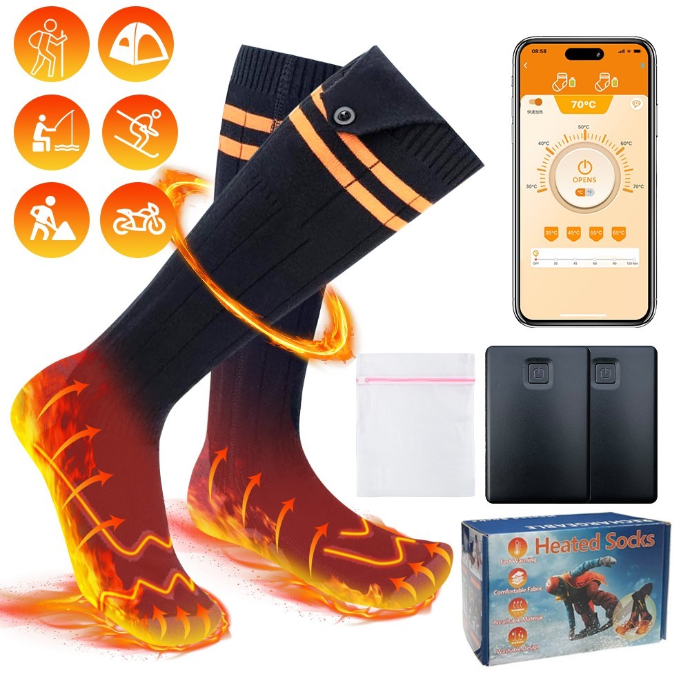 Electric Heated Socks Rechargeable W/ 10000mAh Battery Unisex Winter Foot Warmer