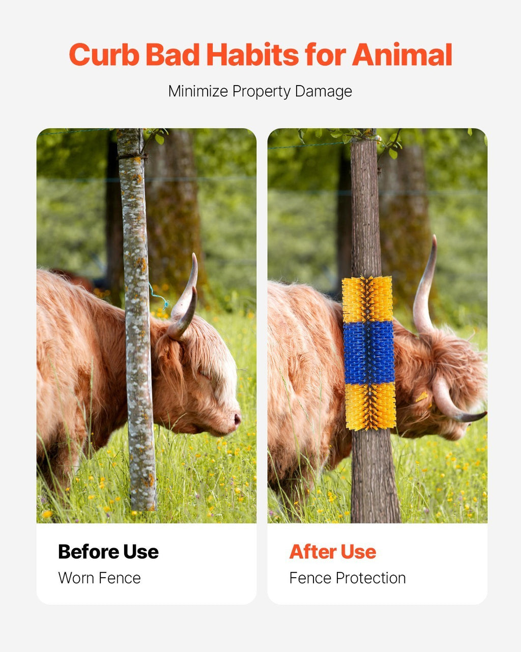Livestock Scratching Brush 17.1 in Horse Scratcher Cattle Brush for Itch Relief