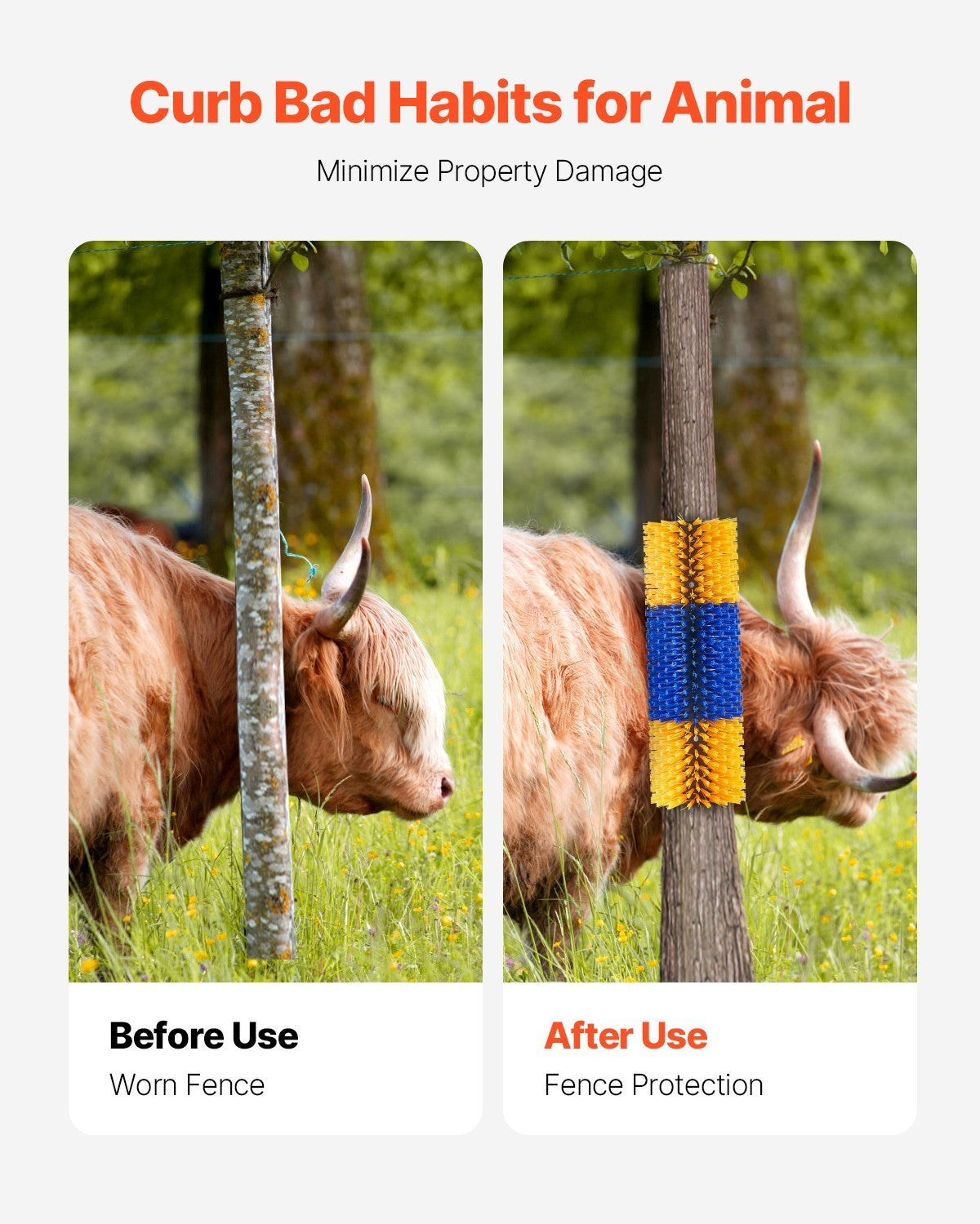 Livestock Scratching Brush 17.1 in Horse Scratcher Cattle Brush for Itch Relief