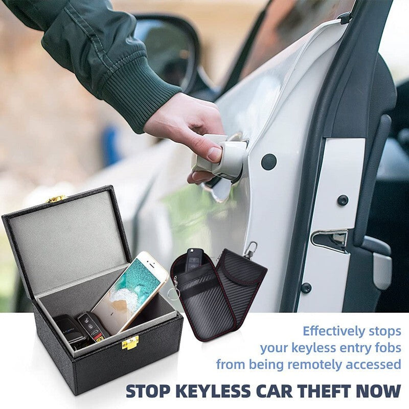 Faraday Box For Car Keys & 2 Pack Faraday Pouch Keyless Signal Blocking RFID Box