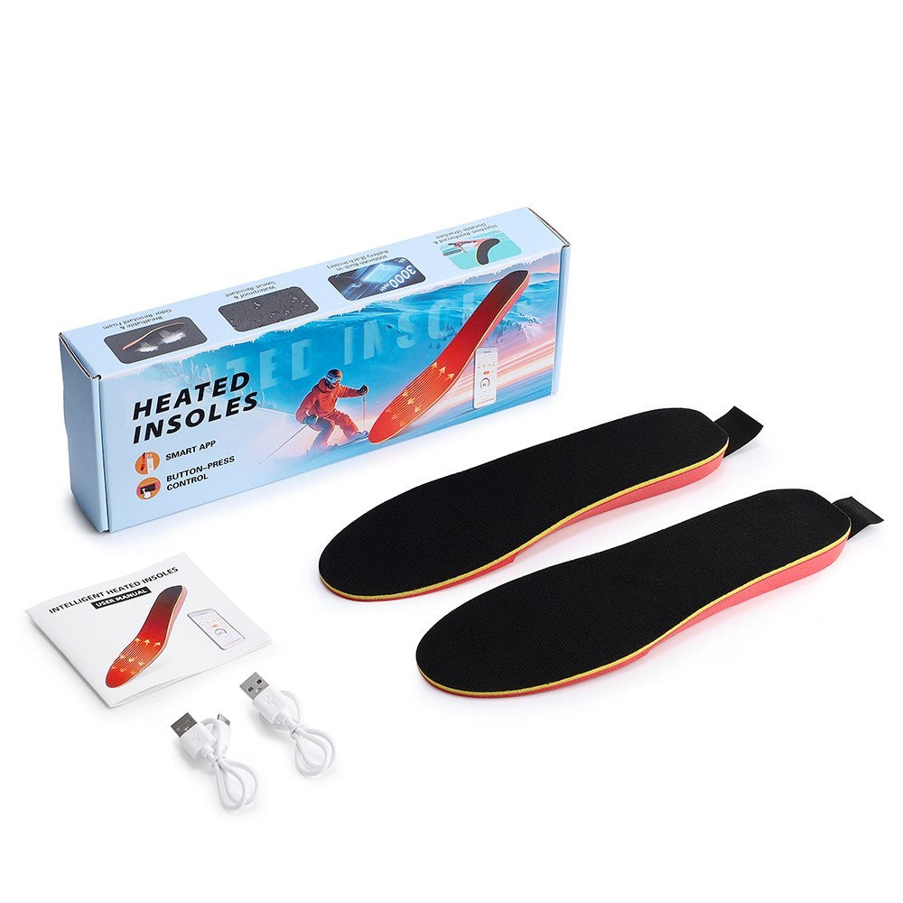1 Pair Heated Insoles with APP Control Rechargeable Thermal Insoles Foot Warmers