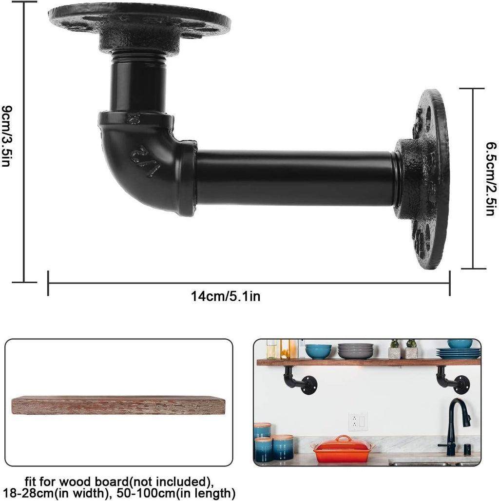 4-8X Pipe Shelf Brackets Industrial Iron Rustic Floating Shelves Storage Unit UK