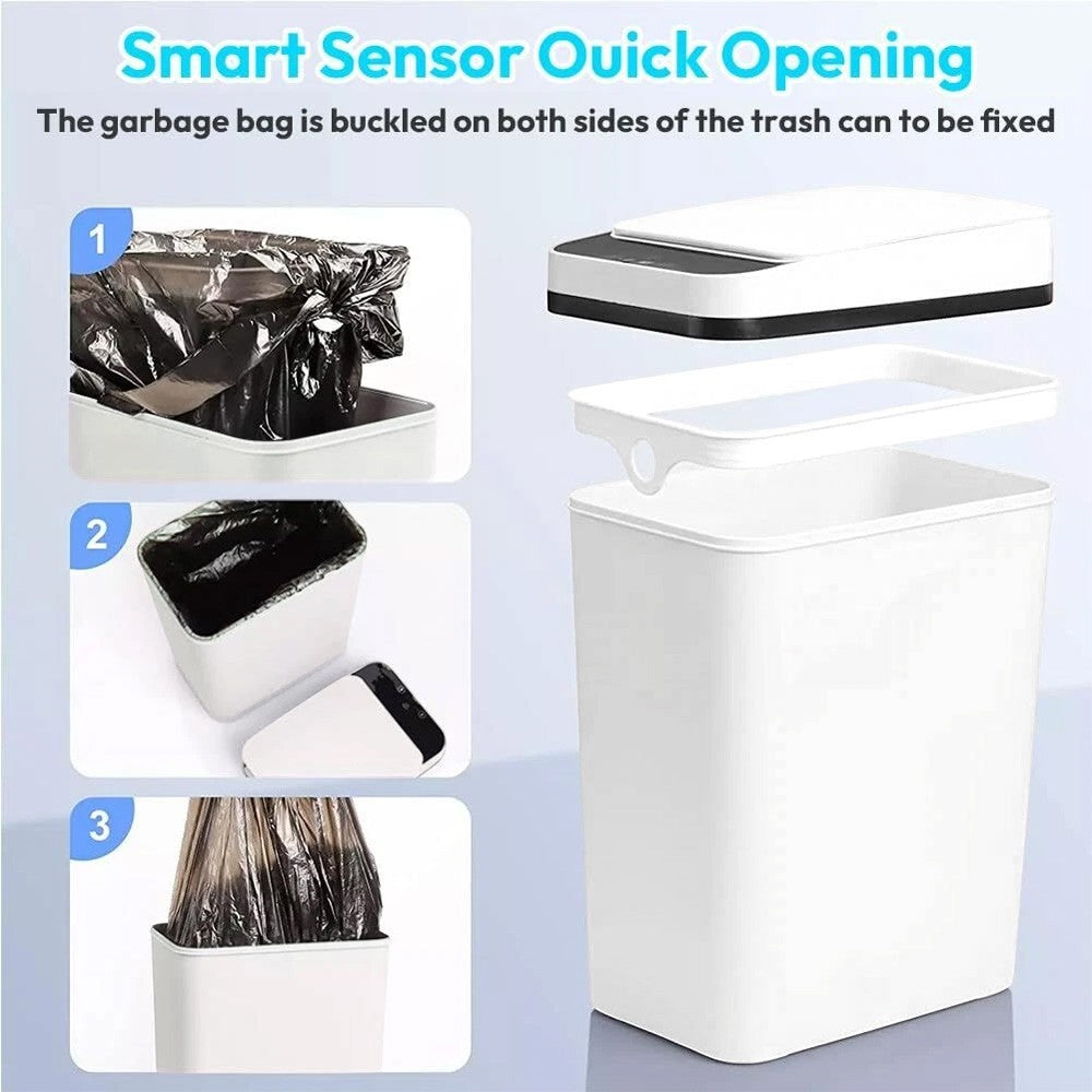 Motion Sensor Waste Bin Rubbish Kitchen Trashcan 12L Automatic Trash Can Smart