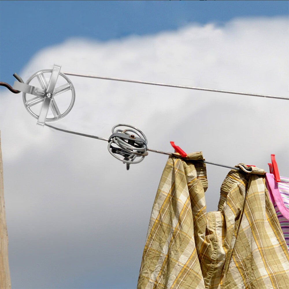 2pcs Clothesline Pulley Deep Groove Outdoor Laundry Drying Line Pulley