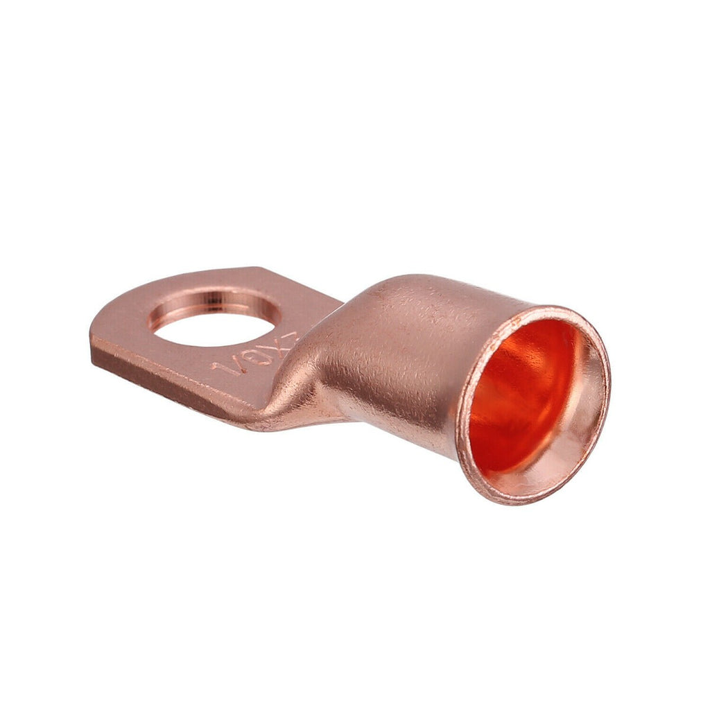 10pcs 1/0 AWG Gauge Copper Lugs w/ RED & BLACK Heat Shrink Ring Terminals
