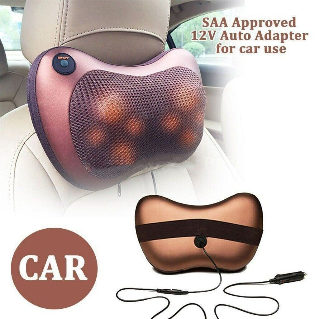 8 Kneading Electric Massagers Pillow Shiatsu Neck Back Cushion Lumbar Home Car