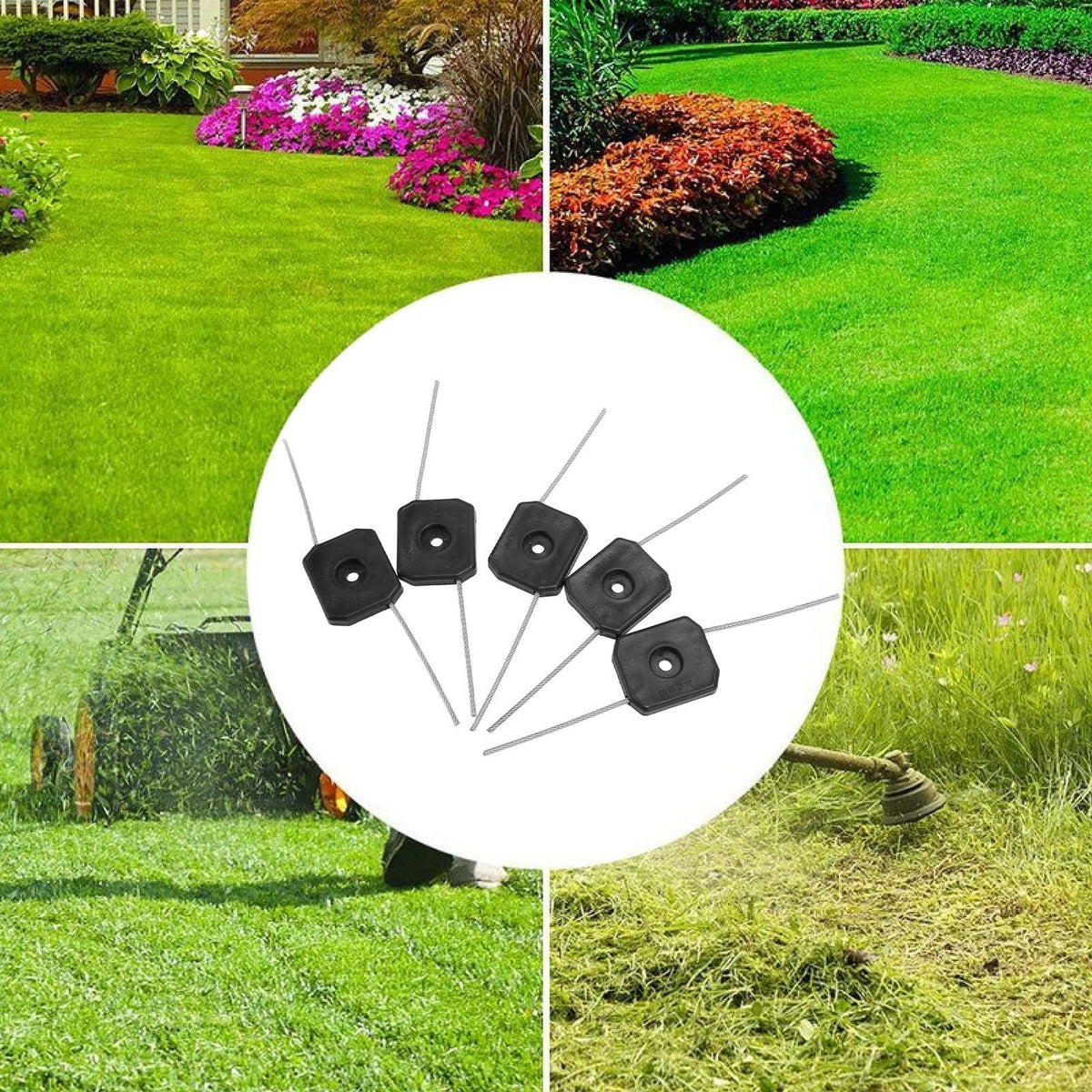 Steel Wire Trimmer Head, 5pcs 150mm Trimmer Line Grass Cutting Head Solid Black