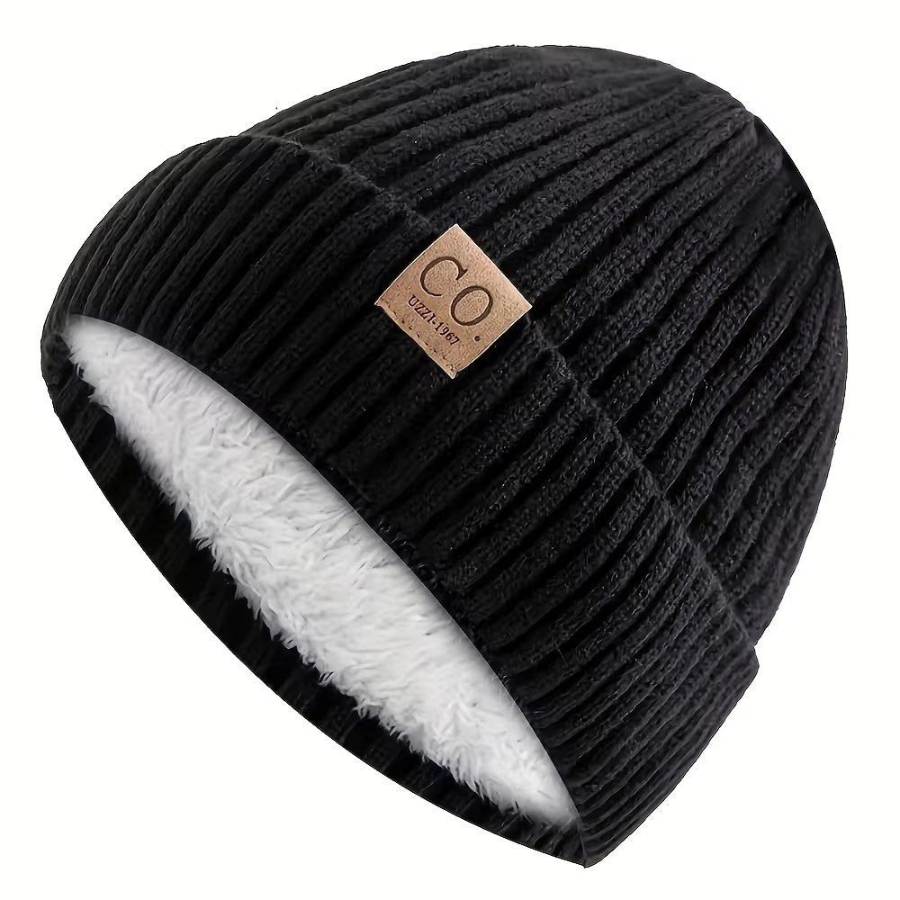 Unisex Beanie Hat Winter Warm Knitted Thermal, Woolly Cosy Fleece Lining