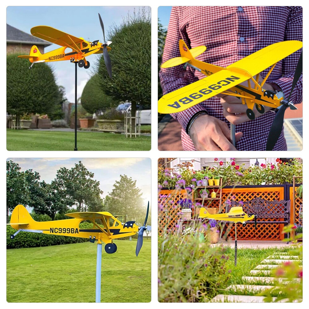 Airplane Weathervane Weather Vane Wind Direction Compass Garden Decor Windmill