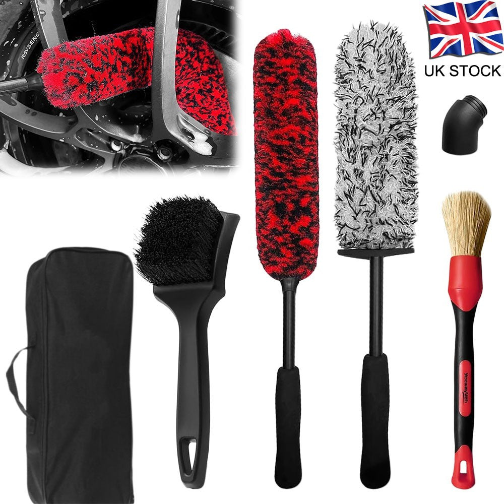 4x Microfiber Wheel Cleaner Brush Bendable Tire Brush Wheel Cleaning Tool Kit