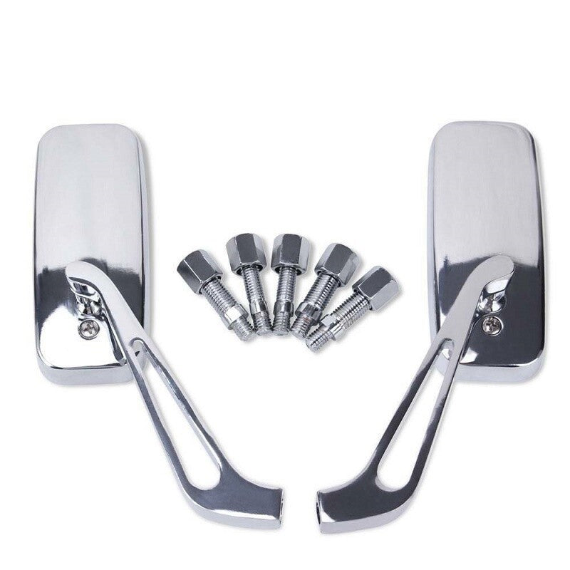 1 set of motorcycle rectangle rearview mirrors, Chrome, for Harley-Davidson
