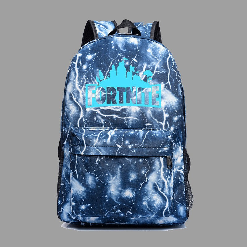 FORTNITE GALAXY SHOULDER BLUE BACKPACK BOY GIRL GLOW IN DARK SCHOOL BAG RUCKSACK