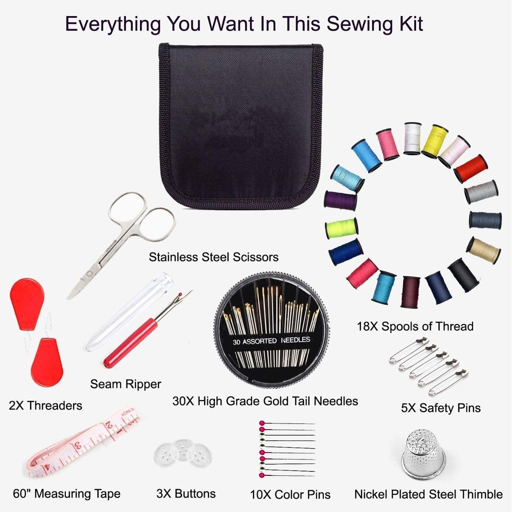 73 PCS Portable Sewing Kit Home Travel Case Needles Thread Scissors Set Box NEW