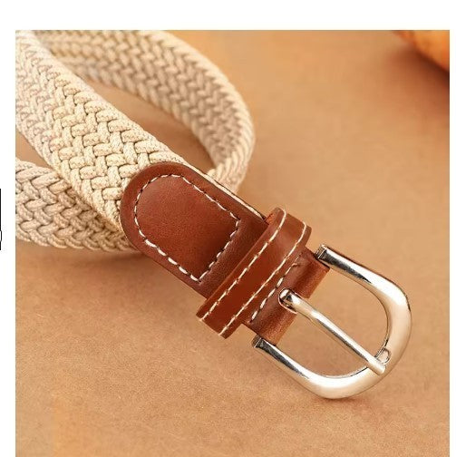 Unisex Woven Elastic Stretch Belt Braided Adjustable Casual Jeans Waist Belt UK