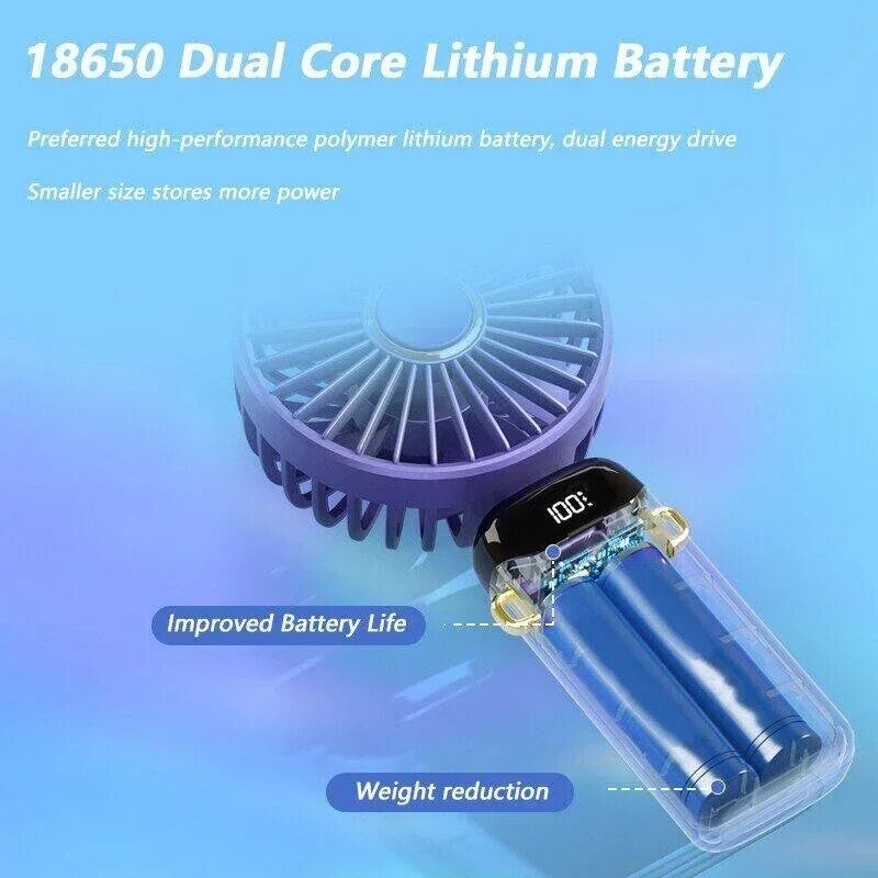 Portable Handheld Mini Fan Foldable Neck Hanging Fans 5 Speed USB Rechargeable