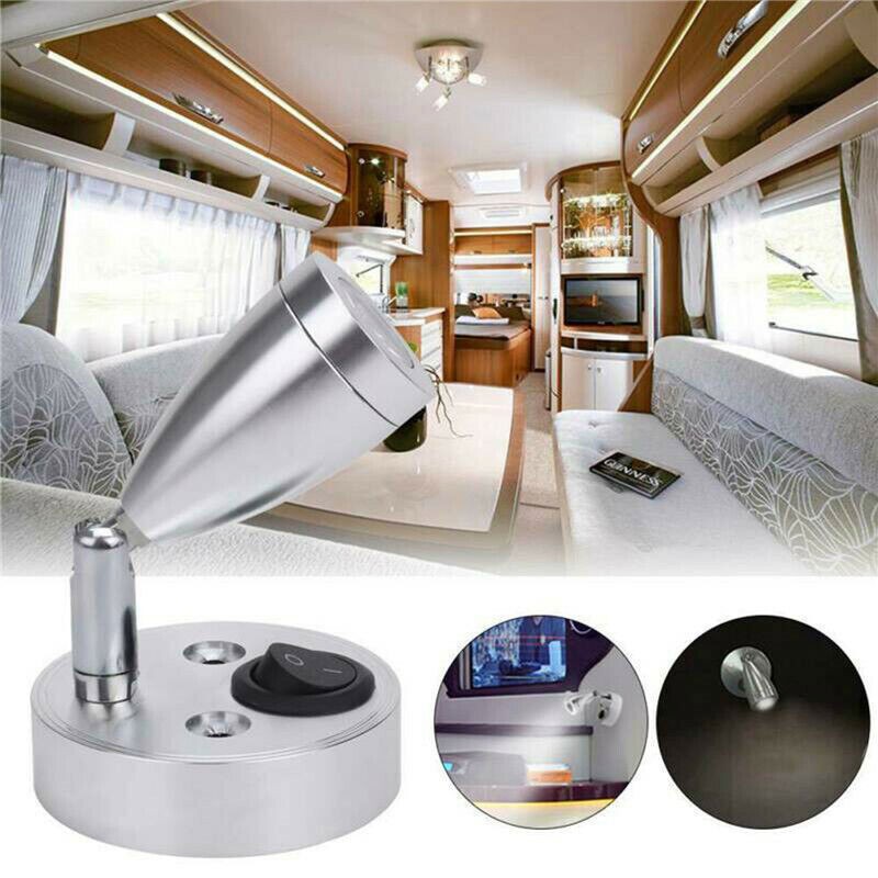 2Pc 12V LED Interior Spot Reading Light Switch Camper Van Caravan Boat Motorhome