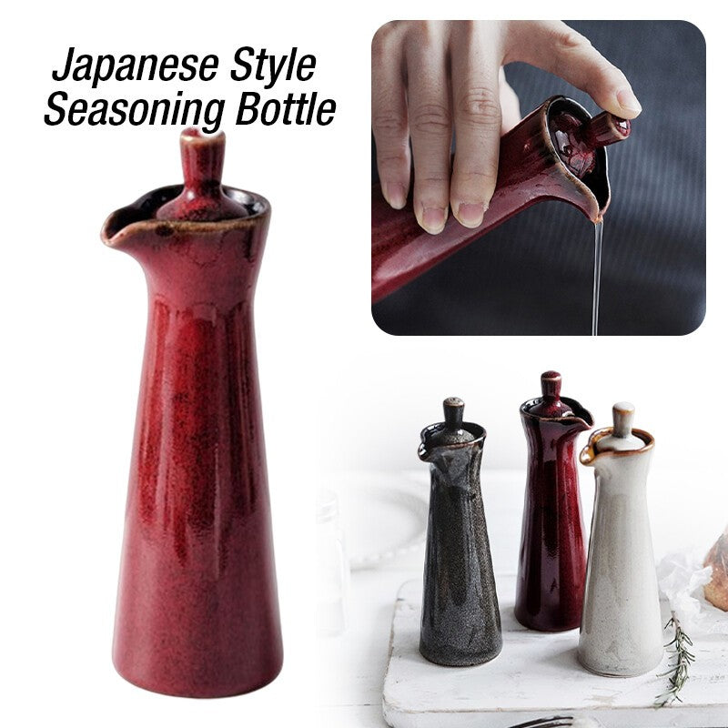 *120ML* Japanese Style Ceramic Oil Olive Dispenser Soy Sauce Pot Small Sauce Jar