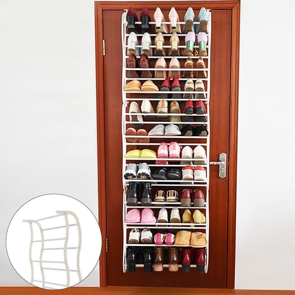 Over The Door Shoe Storage Organiser 36 Pair Hanging Hook Shelf Rack