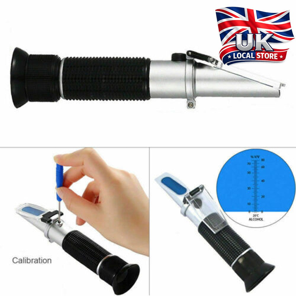 Alcohol Refractometer 0-80% — Handheld Liquor Tester for Spirits, Proofing