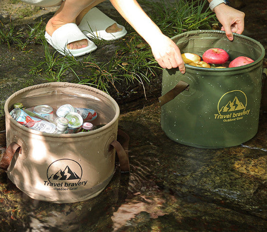 2x Foldable Bucket Water Storage Container Leakproof Multipurpose Outdoor Camp
