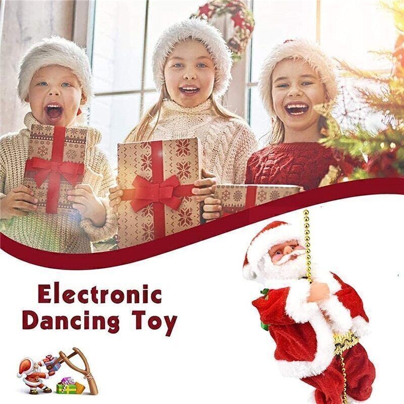 Electric Climbing Ladder Santa Claus Christmas Xmas Music Figurine Party Decor