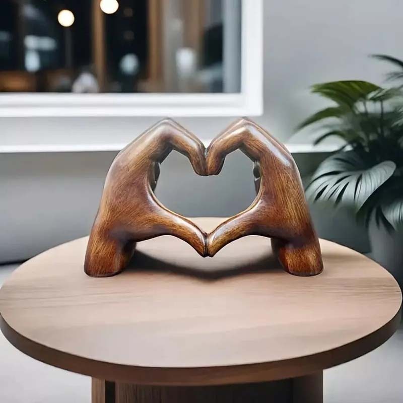 Love Heart Hand Gesture Statue, Resin Ornament for Desktop Bookshelf Home Decor