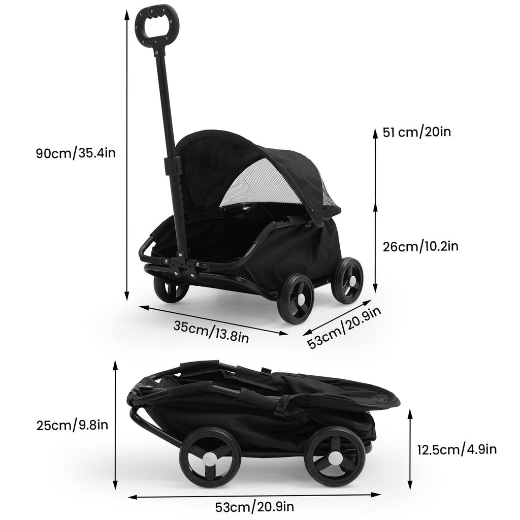 Foldable Pet Dog Cat Stroller Pet Jogger Carrier Cart Open Car Travel Walk Wheel