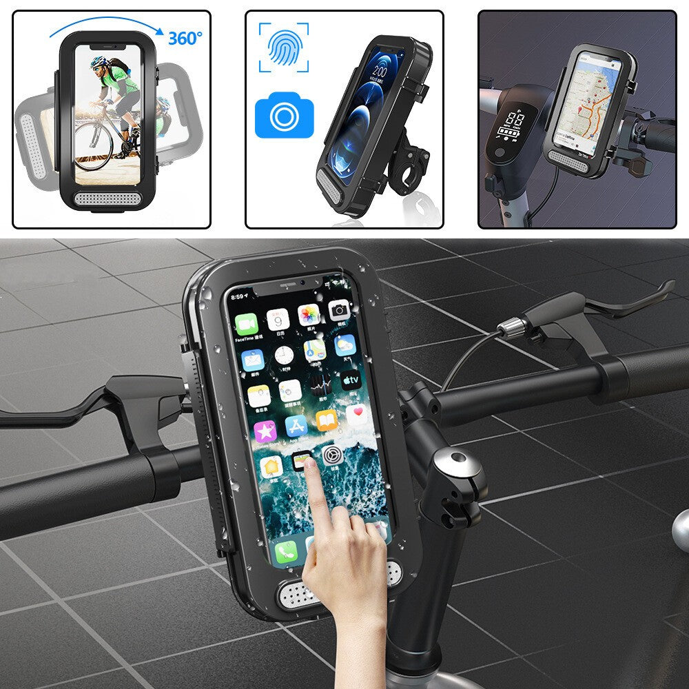 360° Motorcycle Bicycle Waterproof Case Mount Holder Cover For Mobile Phones