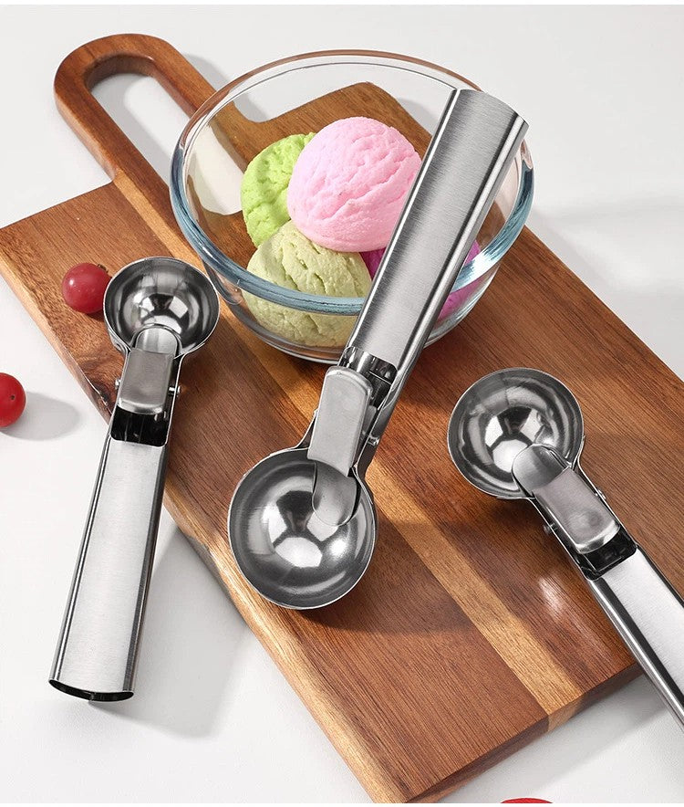 Large Stainless Steel Ice Cream Scoop with Trigger Heavy Duty Non-Stick UK
