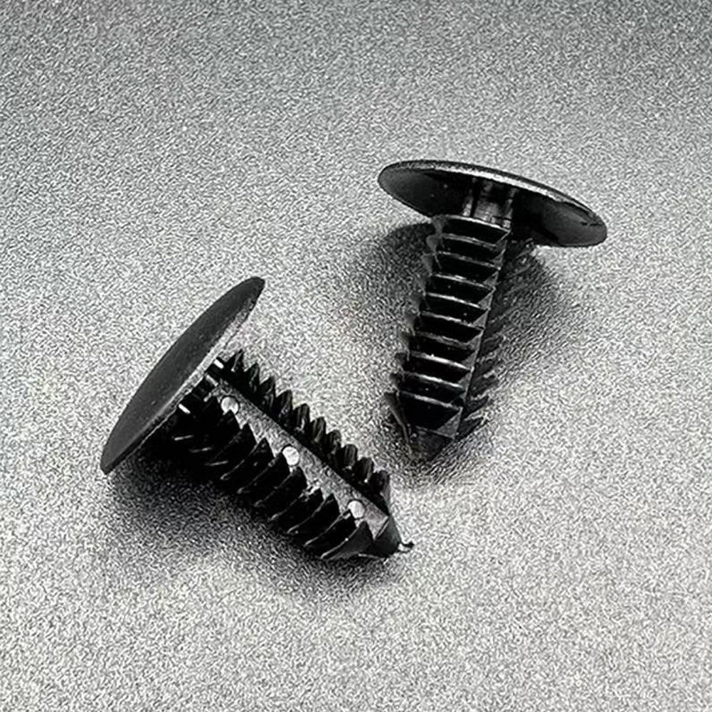100Pcs Plastic Black Fir Tree Trim Clips 8mm Hole 18mm Head Dark Perfect for VW