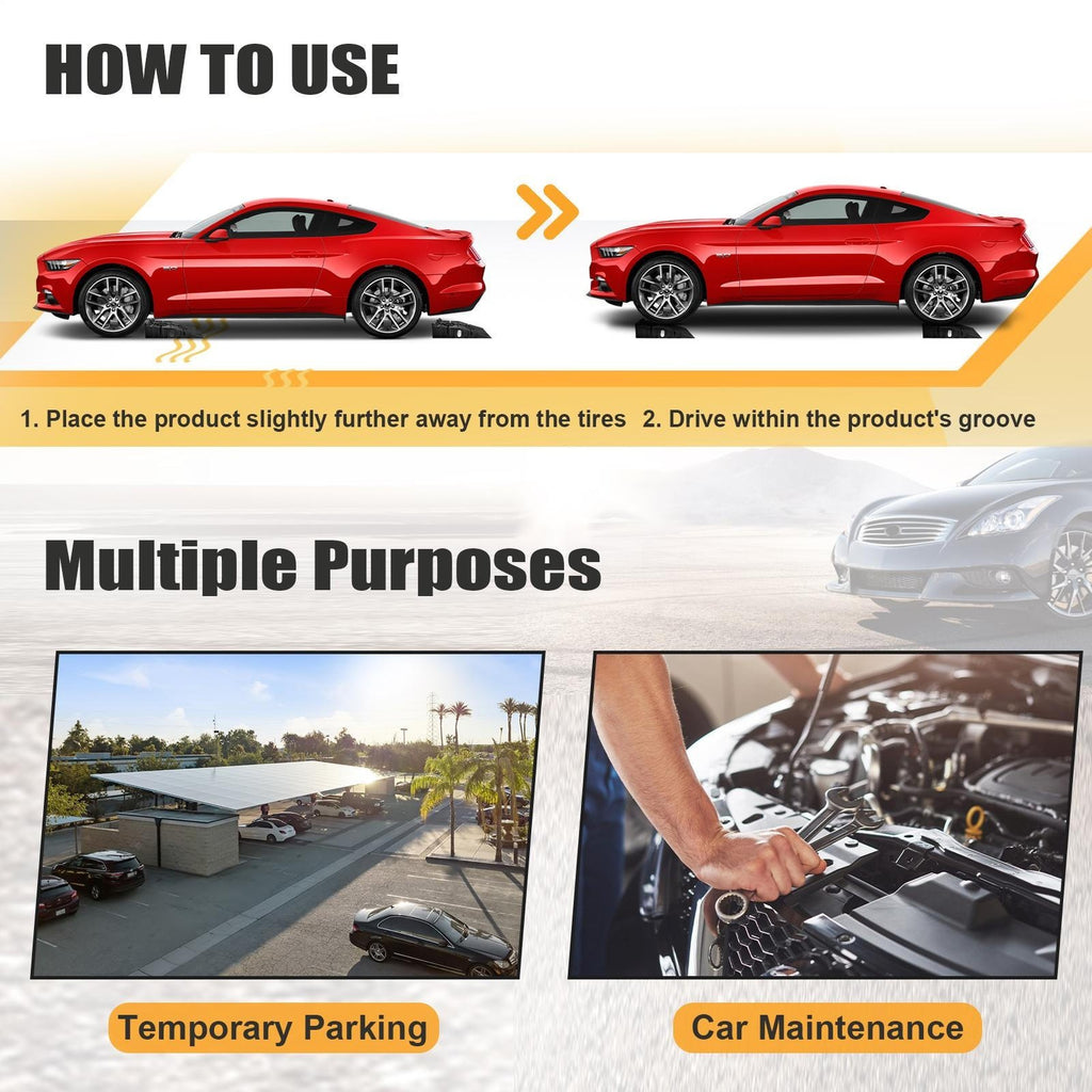 2pcs Heavy Duty 5 Ton 2.5+2.5 Ton Plastic Car Ramp Lifting Ramps 33cm Extra Wide