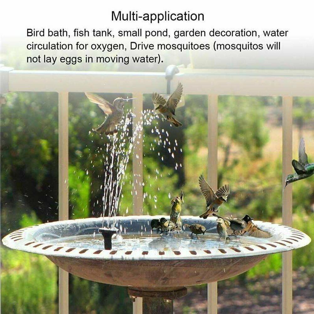 Floating Solar Fountain Pump Water Feature For Birdbath Garden Pool Pond Outdoor
