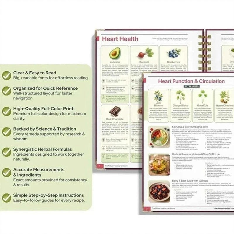 The Natural Healing Handbook, Spiral-Bound Guide for Herbal Remedies and Natural