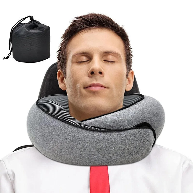 U Shaped Travel Pillow Memory Foam Magnetic Therapy Fabric Neck Support
