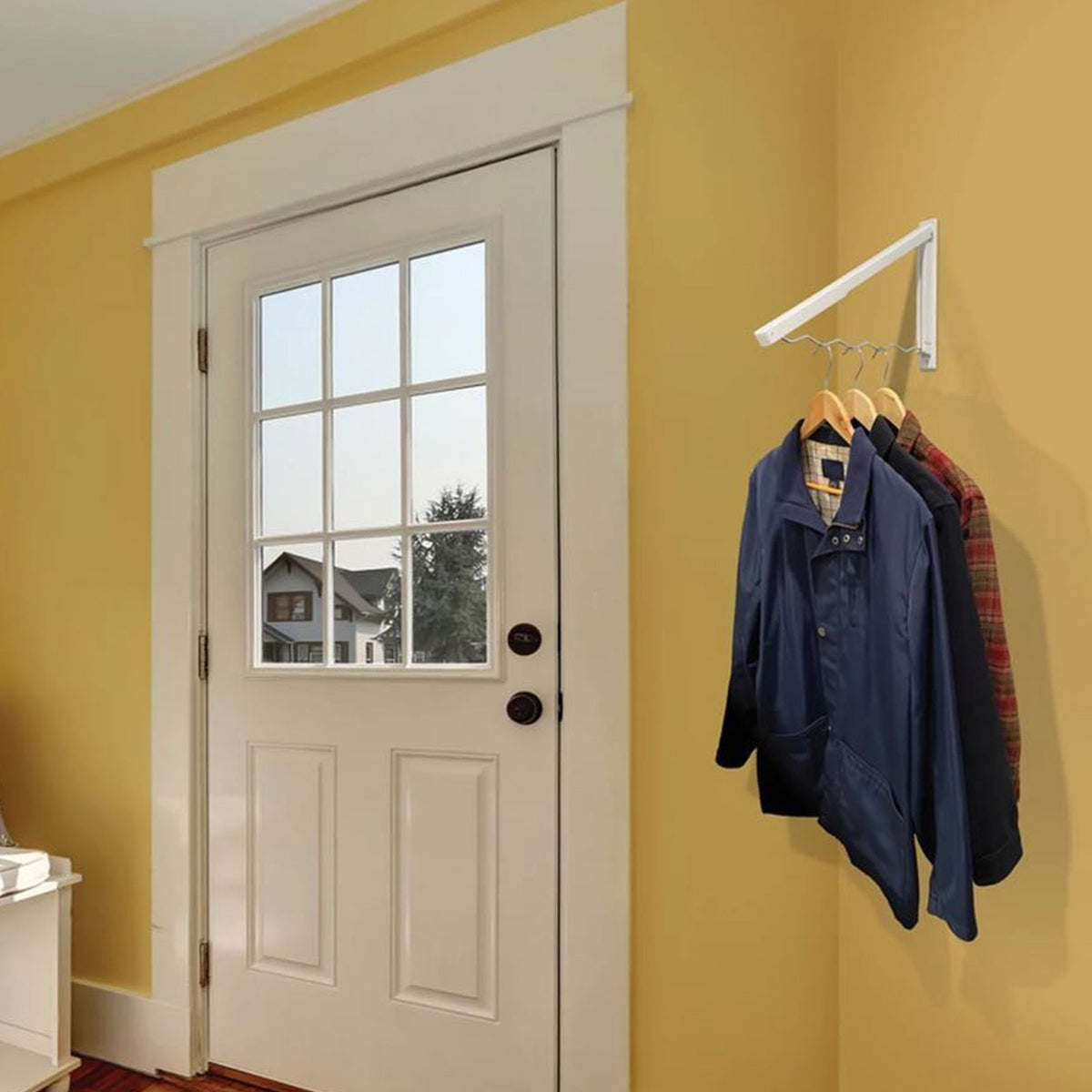 Folding Retractable Wall Mounted Laundry Rack Clothes Hanging Dryer Storage