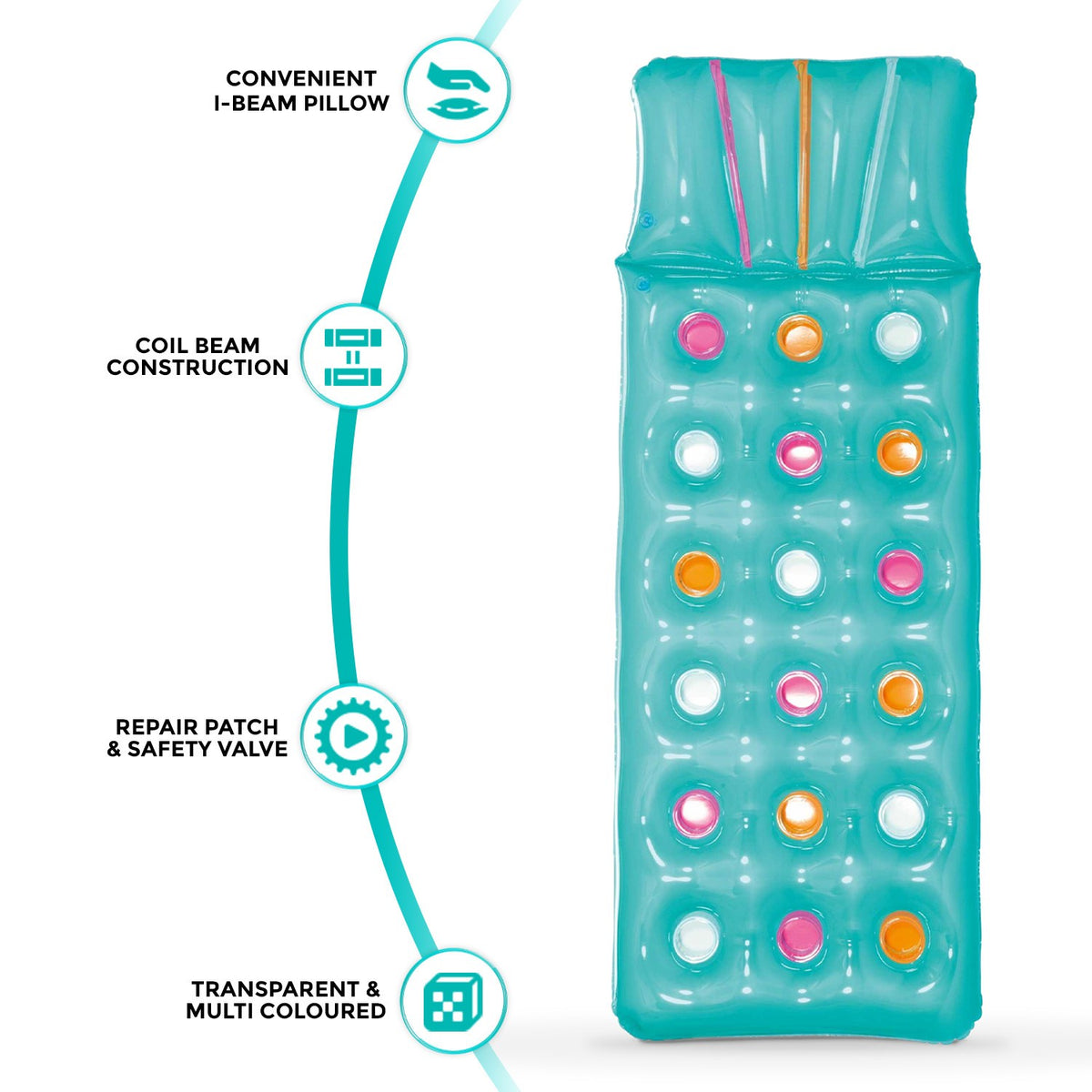 Fashion Designer Inflatable Lilo Float Pocket Lounger Swimming Pool Air Bed Mat