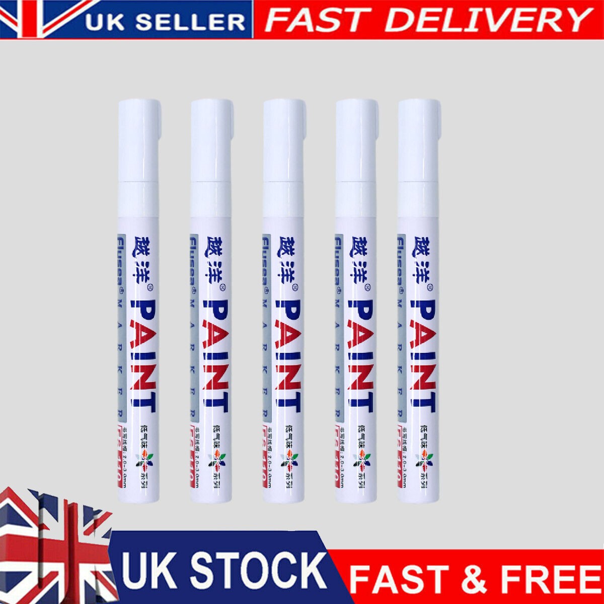 5*White Permanent Oil Based Paint Pen Car Bike Tyre Tire Metal Marker Waterproof