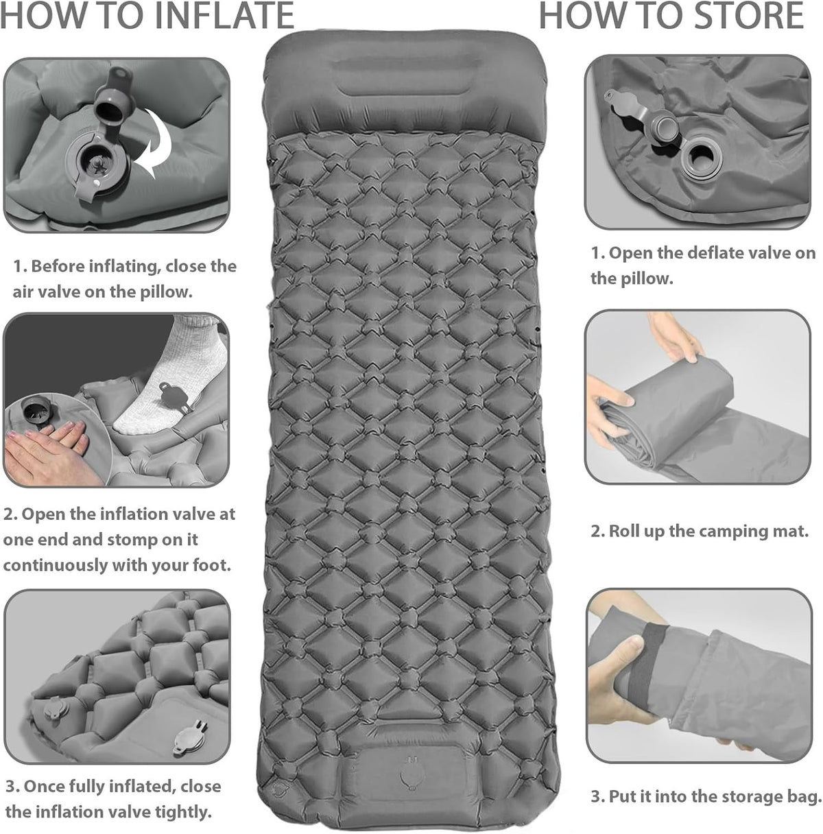 Inflatable Self Inflating Camping Mat Single Sleeping Air Bed Outdoor Mattress