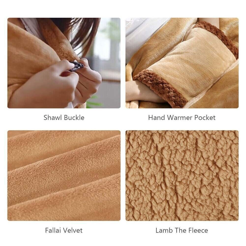 Large USB Electric Heated Blanket Warm Throw Poncho Wrap Blanket Shawl Portable