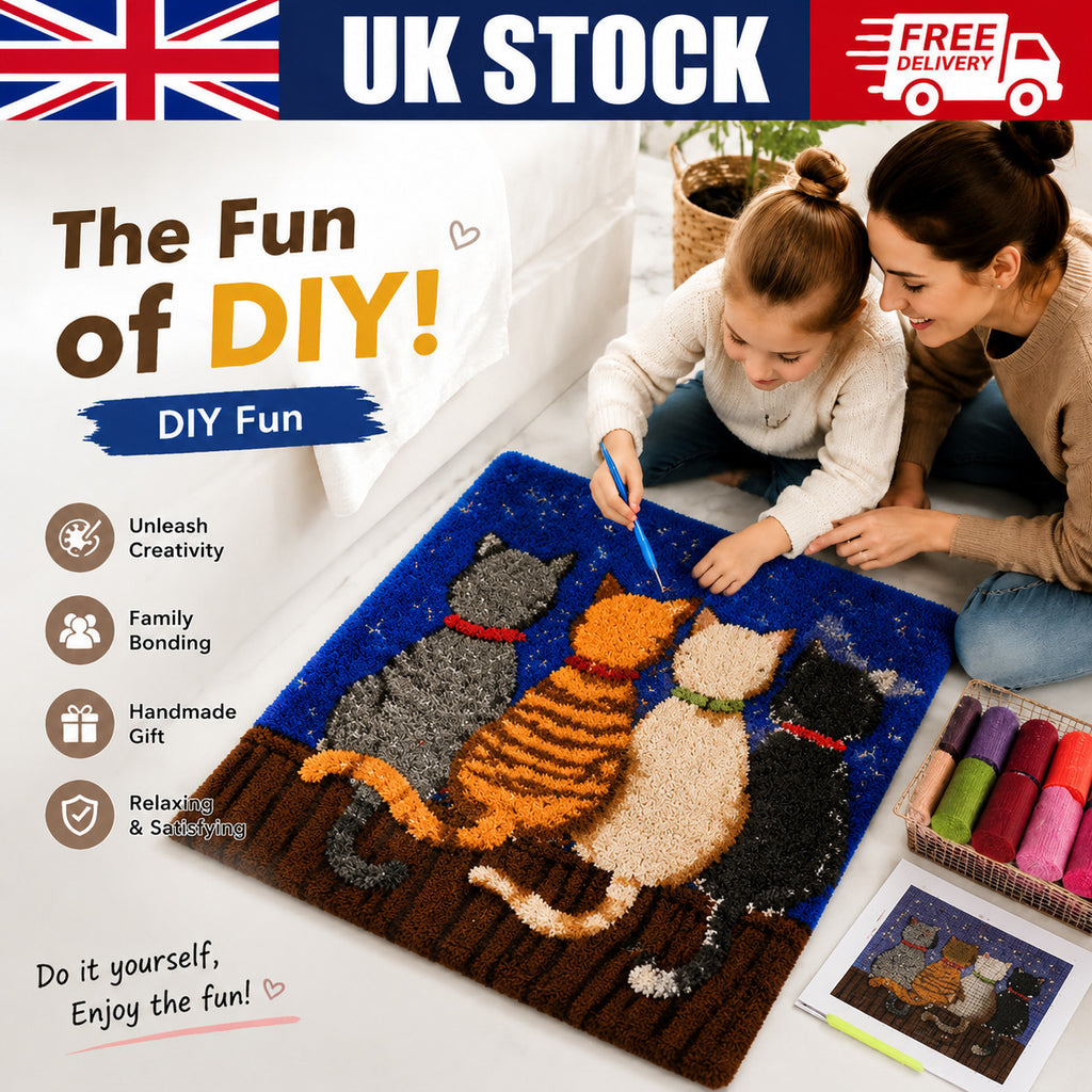 DIY Latch Hook Rug Making Kit, Fun Craft Activity for Kids, Parents & Beginners