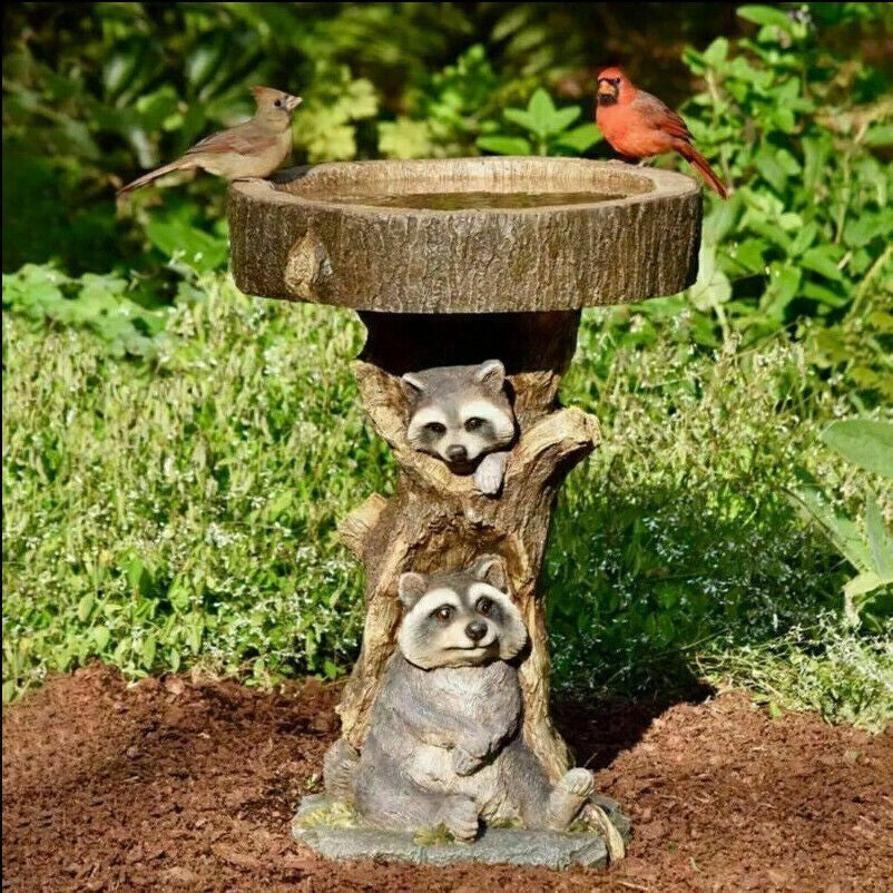 Free Standing Bird Bath & Feeder Pedestal, Outdoor Garden Bird Table Ornament