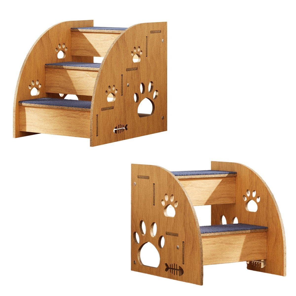 2/3 Steps Pet Ramp Wooden Dog Cat Steps Stairs Non-slip Safety Ladder For Sofa