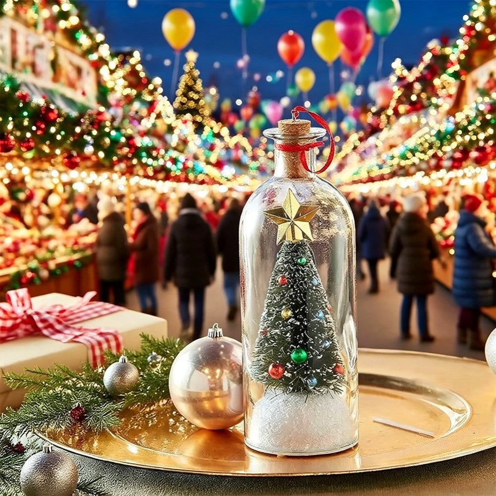Christmas Tree Message in a Bottle with LED Voice Recording Message Arylic Decor