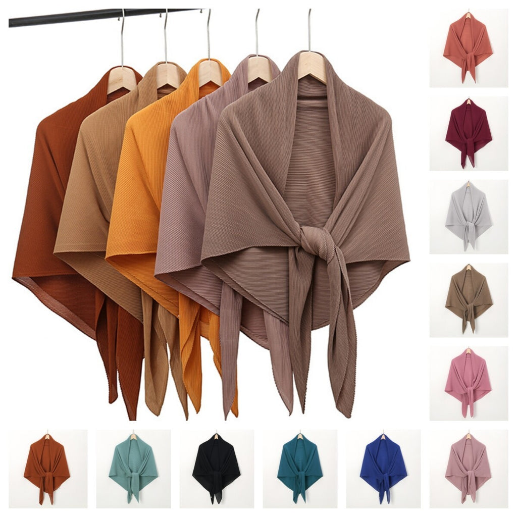 Pleated 120cm Square Scarf Women's Muslim Chiffon Hijab Shawls Headscarf Wraps