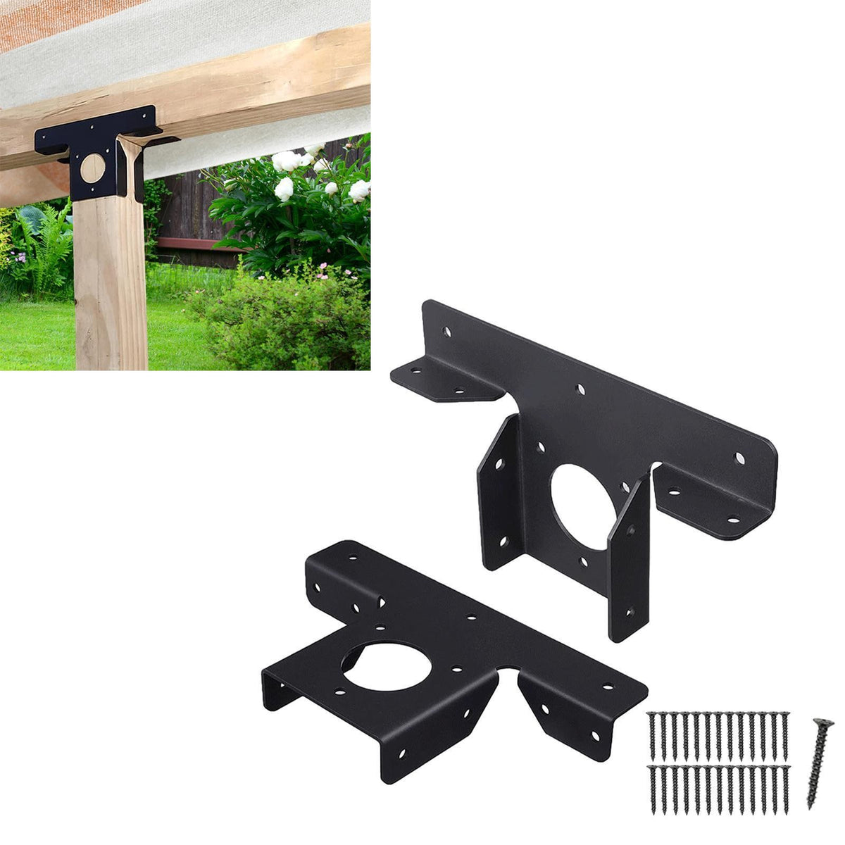 2pcs 3 Way Pergola Brackets Durable Gazebo Accessories Metal for 4x4 Wood Post