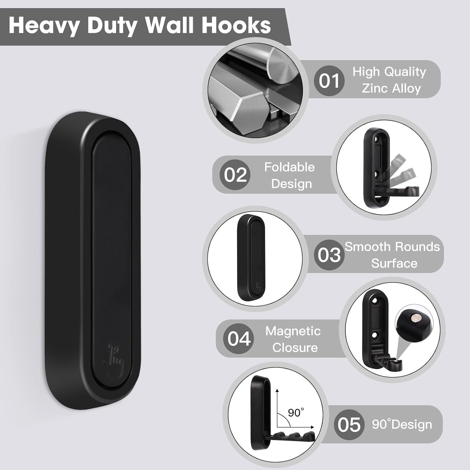 2X Folding Wall Hooks Wall Mount Clothes Hanger Hooks Coat Hooks Bathroom Towel
