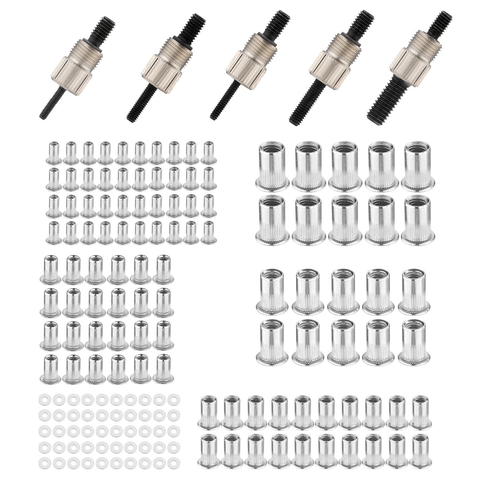 170pcs Professional Hand Nut Tool Riveter Rivnut Gun Kit Mandrels Repair M3-M8
